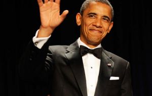 The US president at the black-tie dinner (Photo/Mike Theiler WHCA)