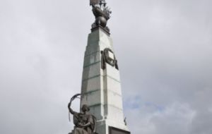 The Battle of the Falklands monument to the memory of the British seamen who died fighting the German Fleet 8 December 1914