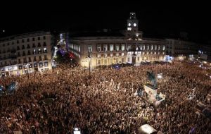 On Sunday 80 of Spain’s main cities were flooded with demonstrators  