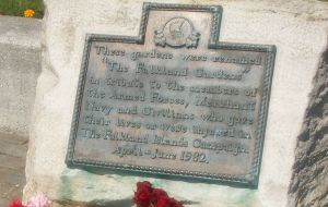 The Falklands’ Memorial stone at Gosport Falklands Gardens