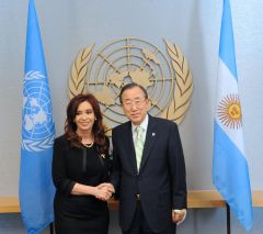 Argentine President Cristina Fernandez with the UN Secretary General