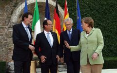 The four leaders at Rome's Renaissance Villa Madama, hosted by PM Monti (Photo: EPA)
