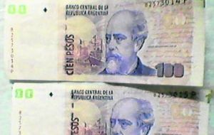The bill with San Martin and without the clipped “1” (Photo: Clarin)