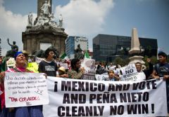 “Peña Out” and “Fraud, Fraud” were the slogans but the number of demonstrators was less than on July 7