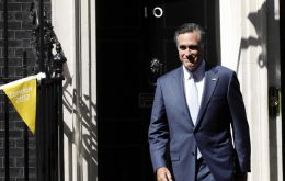 Romney leaving 10 Downing Street, helped organize the 2002 winter Olympics in Salt Lake City  