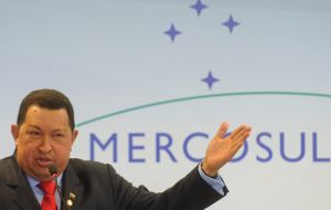 President Chavez said that with Mercosur “our north is the south” 