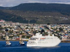 Punta Arenas with a visiting cruise vessel 