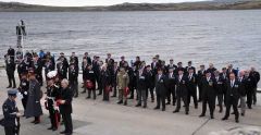 50 British veterans of the Falklands war parading at the 1982 Liberation Memorial in the presence of HRH The Duke of Kent, who was representing Her Majesty the Queen.