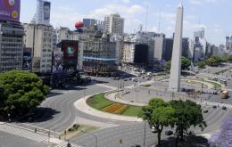 A rare view of downtown Buenos Aires by the Obelisk virtually deserted 
