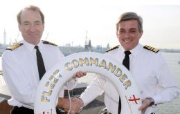 Vice Admiral Jones and Admiral Zambellas (left) during the handover ceremony (Photo_MoD)