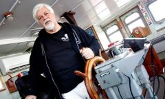 Founder Paul Watson is on a Sea Shepherd vessel preparing to pursue the Japanese fleet