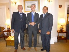 Toto da Silveira, Governor Nigel Haywood and Ruben Sosa at Government House reception