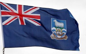 The Falkland Islands flag and crest 