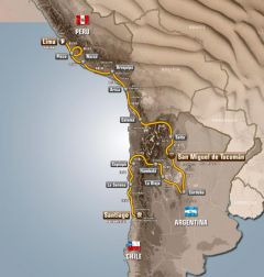 This year&rsquo;s edition of the Dakar rally covers 8.574 kilometres and three countries: Peru, Chile and Argentina 