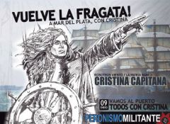The Argentine president in epic posture leading through the storm