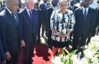 President Michel Martelly and former president Clinton as the sombre ceremony
