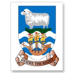 The Falklands’ flag and coat of arms