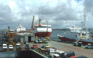 A busy day at FIPASS now shared by the fishing and oil industries 