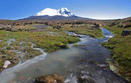 The Andes rocky bottom exposed as glaciers retreat 