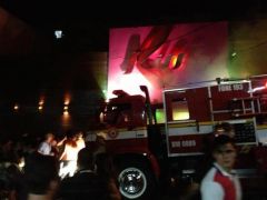 Fire workers fighting the flames