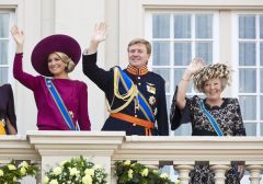 Queen Beatrix with Prince Willem-Alexander and Princess Maxima