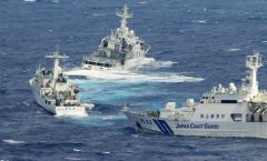 Chinese patrol vessels challenging the Japanese