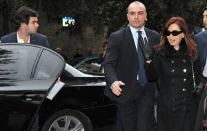 Cristina Fernández arrived on Sunday to Rome in a private jet