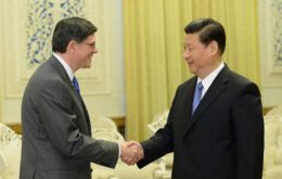 President Xi Jinping (R) meets Treasury Secretary Jacob Lew for candid and direct talks  (Photo/Xinhua)