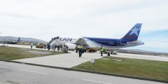Tourists landing in the Falklands: only dollars, sterling or Euros, please     