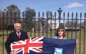 Showing the Falklands flag in Washington 