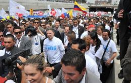 An estimated 150.000 people took to the streets calling for an end of decades or armed conflict