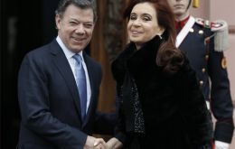 The president will be visiting her peer Colombian Juan Manuel Santos 