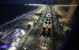 View of Copacabana beach during Pope Francis visit