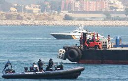 The standoff between Gibraltar and Royal Navy vessels with the Guardia Civil fast boats and Spanish fishermen  (Photo: Gibraltar Chronicle)
