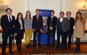 The nine new Argentine scholars with Chargé d’Affaires Richard Barlow 