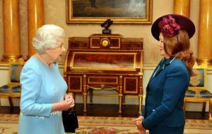 When presenting her credentials to HM Queen Elizabeth 