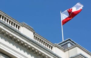 Gibraltar flag flying at the Foreign Office