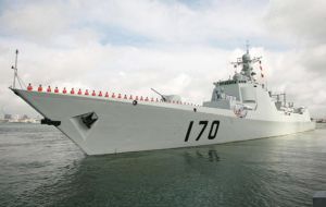 Destroyer Lanzhou is the lead vessel of the Chinese navy also visiting Chile and Brazil  