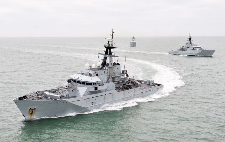 Royal Navy River Class offshore patrol vessels HMS Tyne, HMS Severn and HMS Mersey (MoD pic)