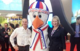 Falklands’ representative in London Ms Cameron and Mr. Mason at World Market in London 