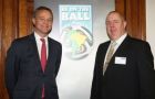 FCO Minister Mark Simmonds (L) and Kevin Miles, FSF Chairman (R) urge Brits to be on the ball