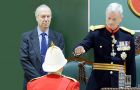 Governor Lt Gen Sir James Dutton of the Royal Marines receives the keys of Gibraltar (Pic by Jim Watt)