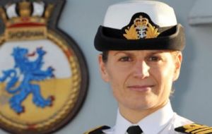 Sarah West, the first female to reach the Commanding Officer position of a major Royal Navy warship