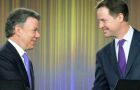 President Santos received the British leader at the presidential palace in Bogotá