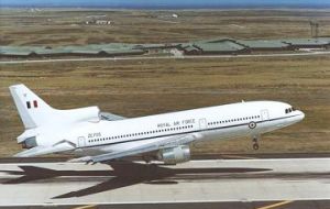 Tristar at Mount Pleasant airfield in the Falkland Islands