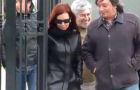 A smiling Baez with members of the Kirchner family in Santa Cruz. Cristina Fernandez with dark glasses