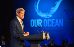The message was delivered in a taped message from Obama and in person by Kerry at an “Our Ocean” conference in Washington