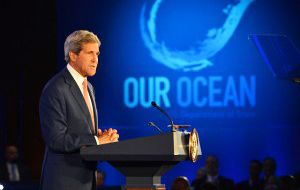 The message was delivered in a taped message from Obama and in person by Kerry at an “Our Ocean” conference in Washington