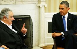 Mujica with Obama at the White House during last month's visit to Washington 