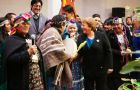 The Chilean president at Government House with leaders of indigenous communities